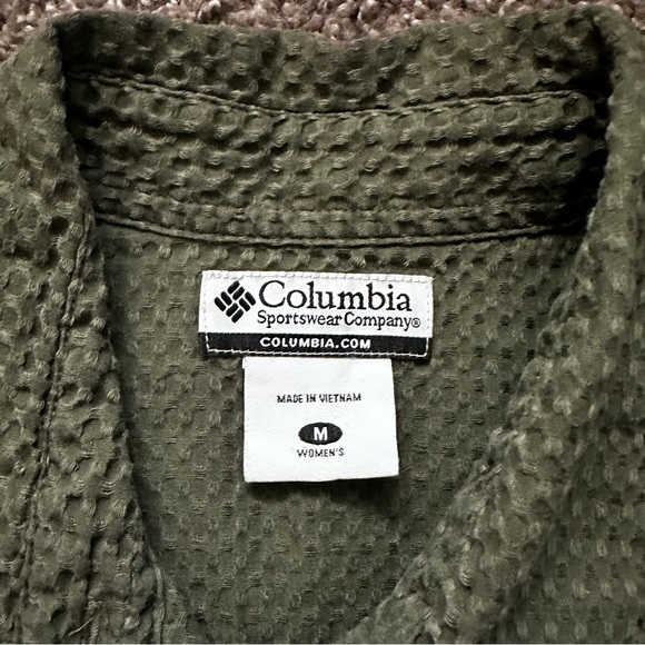 Columbia Sportswear Women’s Waffle Knit Shirt Jacket Green Button Up Size M - Picture 5 of 7